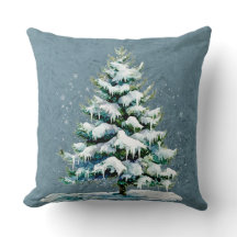 Chic Winter Waterverf Snowy Spruce Tree Monogram