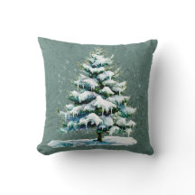 Chic Winter Waterverf Snowy Spruce Tree Monogram