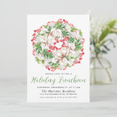 Chic Winter Waterverf Wreath Holiday Luncheon Kaart (Staand voorkant)