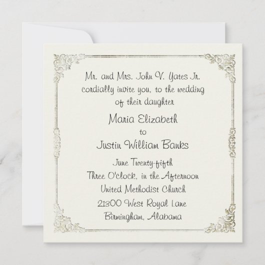 Chic Winter White Wedding Invitation Kaart (Voorkant)