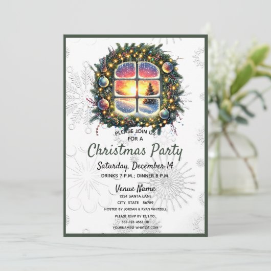 Chic Winter Wonderland kerstfeest uitnodiging (Staand voorkant)