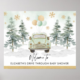 Chic wintervakantie Drive Thru babyshowerparade Poster