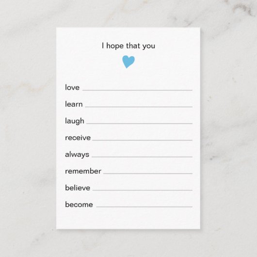 Chic Wishes for Baby Boy Shower Game Informatiekaartje (Achterkant)