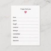 Chic Wishes for Baby Girl Shower game Informatiekaartje (Achterkant)