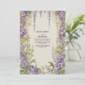 Chic Wisteria Lila Floral Wreatous Unique Wedding Kaart (Staand voorkant)