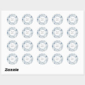 Chic Wit Blauwe Bloemen   Ronde Sticker (Vel)