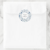 Chic Wit Blauwe Bloemen   Ronde Sticker (Tas)