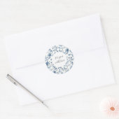 Chic Wit Blauwe Bloemen   Ronde Sticker (Envelop)