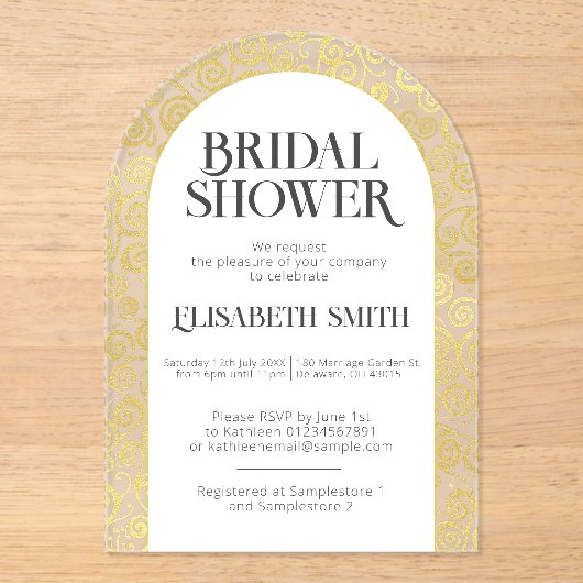 Chic wit en goud bloeien winter Vrijgezellenfeest Acryl Uitnodigingen (Voorkant)