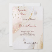 Chic wit en goud marmeren bruiloft uitnodiging (Voorkant)