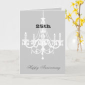 Chic wit en grijs kroonluchter Jubileum Kaart (Gele Bloem)