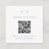 Chic Wit en Stofblauw QR Code Deel de Liefde Informatiekaartje (Voorkant)