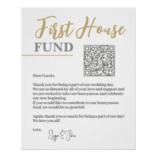 Chic Wit & Goud Elegant QR Code Eerste Huisfonds Perfect Poster