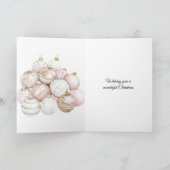 Chic Wit Goud Roze Kerst Ornamenten Kaart (Binnen)