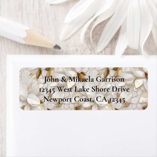 Chic Wit Gouden Lotus Bloemen Huwelijk Etiket (Insitu)