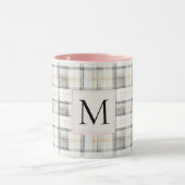 Chic Wit Grijs Geruit Strepen Monogram Mok (Midden)