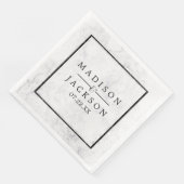 Chic wit & grijs marmeren huwelijksmonogram servetten (Hoek)