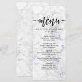 Chic wit & grijs marmeren trouwmenu menu (Voorkant / Achterkant)