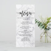 Chic wit & grijs marmeren trouwmenu menu (Staand voorkant)