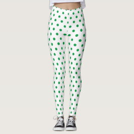 Chic wit groen polka dot patroon leggings