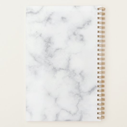 Chic wit marmer gepersonaliseerd planner (Achterkant)