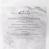 Chic wit marmer met zilverfolie bruiloft drieluik uitnodiging (Binnenzijde eerst)