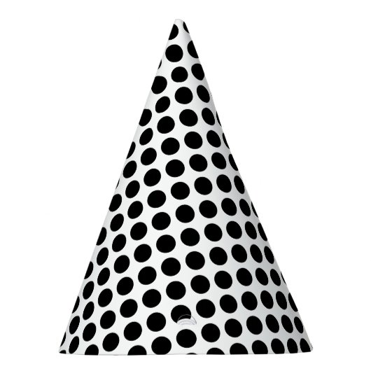 Chic wit Pet met glanzende massief zwarte Stippen Feesthoedjes (Rechts)