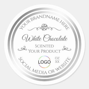 Chic Wit Product Label Zilver Lijst met Logo