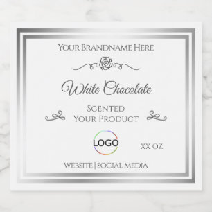 Chic Wit Product Label Zilver Lijst met Logo Likeurfles Etiket