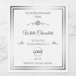 Chic Wit Product Label Zilver Lijst met Logo Wijn Etiket