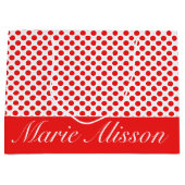 Chic Wit & Rode Stippenpatroon | Aangepaste naam Groot Cadeauzakje (Voorkant)