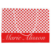 Chic Wit & Rode Stippenpatroon | Aangepaste naam Groot Cadeauzakje (Achterkant)