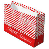 Chic Wit & Rode Stippenpatroon | Aangepaste naam Groot Cadeauzakje (Voorkant Gekanteld)