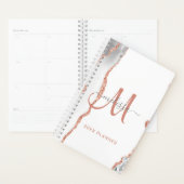 Chic Wit Rose Goud Glitter Agaat Monogram 2024 Planner (Display)