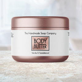 Chic Wit, Roze Goud, Zwarte Body Butter Jar label Waterfles Etiket