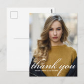 Chic Wit Script 2026 Afstudeer Foto Bedankt Briefkaart (Voorkant / Achterkant)