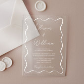 Chic Wit Script Golf Kader Trouwfeest Acryl Uitnodigingen