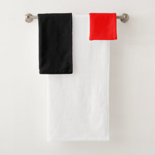 Chic wit, zwart en rood badhanddoekenset – 3-delig bad handdoek