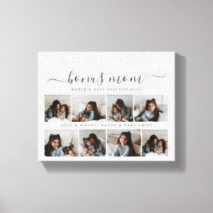 Chic Wit Zwart Script Foto Stepmom Moederdag Canvas Afdruk