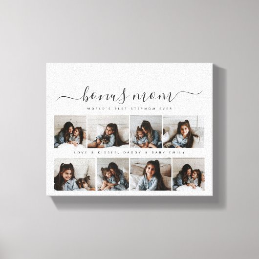 Chic Wit Zwart Script Foto Stepmom Moederdag Canvas Afdruk (Voorkant)