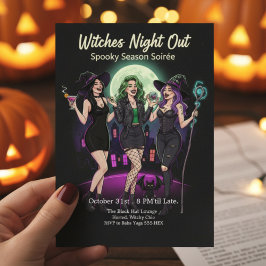Chic Witches Night Out Adult Halloween Party Kaart