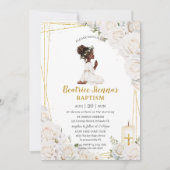 Chic Witte Bloemen Doop Doopsel Bidden Meisje Kaart (Voorkant)