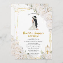 Chic Witte Bloemen Doop Doopsel Bidden Meisje