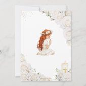 Chic Witte Bloemen Doop Doopsel Bidden Meisje Kaart (Achterkant)
