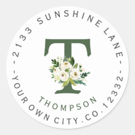 Chic Witte Bloemrijke Ronde Adreslabel Sticker