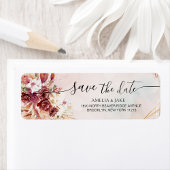 Chic Witte & Bourgondische Bloem Retouradreslabel Etiket