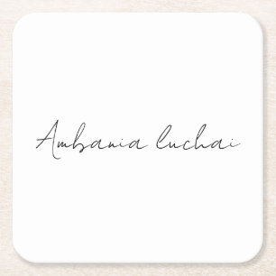 Chic Witte Calligrafie Creatief Vierkant Onderzett Kartonnen Onderzetters