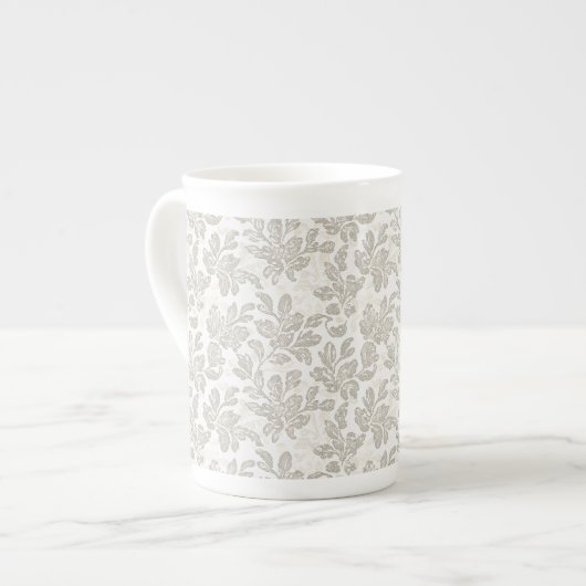 Chic Witte Crème Bloem Porselein Kop (Links)