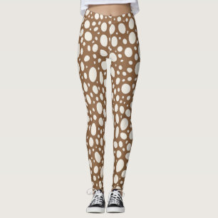 Chic witte en bruine stippen stijlvol  leggings