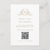Chic witte en gouden monogram QR-code / online RSV Informatiekaartje (Voorkant)